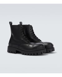 Balenciaga - Combat Strike Leather Combat Boots - Lyst