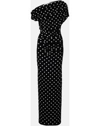 Self-Portrait - Polka-Dot Asymmetric Maxi Dress - Lyst