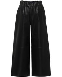 Loewe High-rise Cropped Leather Trousers - Black