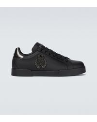 Dolce & Gabbana Sneakers Portofino aus Leder - Schwarz