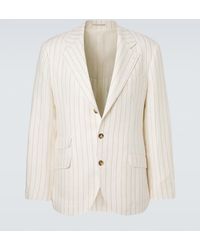 Brunello Cucinelli - Chalk Stripe Linen Twill Blazer - Lyst