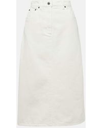 Prada - High-Rise Denim Midi Skirt - Lyst