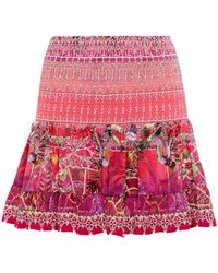 Camilla Embellished Silk Miniskirt - Red