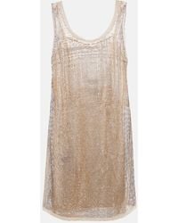 Prada - Embellished Mesh Mini Dress - Lyst