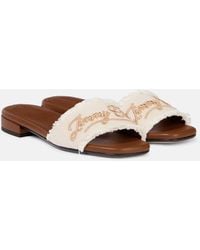 Jimmy Choo - Joa Embroidered Canvas Slides - Lyst