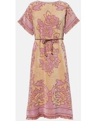 Zimmermann - Aster Floral Fringed Cotton Terry Midi Dress - Lyst