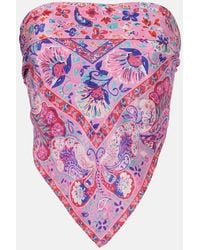 RIXO London - Menno Printed Silk Top - Lyst