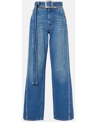 Jean Paul Gaultier - Jeans Anchos De Tiro Alto Con Cinturon - Lyst