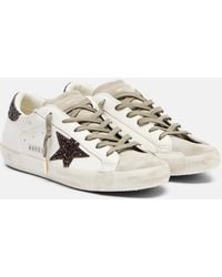 Golden Goose - Super Star Glitter Leather Sneakers - Lyst