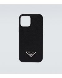 Prada Hülle für iPhone aus Leder - Schwarz