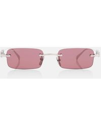 Gucci - Logo Embellished Rectangular Sunglasses - Lyst