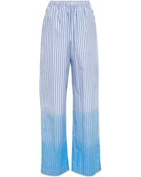 Marni Striped Cotton Wide-leg Pants - Blue