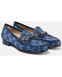 Gucci - Horsebit Gg Denim & Leather Loafer - Lyst