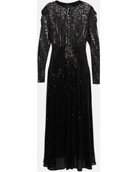 RIXO London - Cerise Ruched Sequined Midi Dress - Lyst