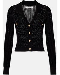 Alessandra Rich - Pointelle Cotton And Cashmere Cardigan - Lyst