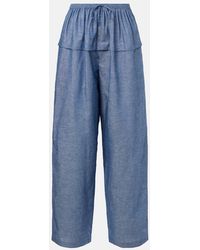 Alaïa - Cotton And Linen Wide-Leg Pants - Lyst