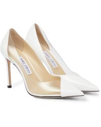 Jimmy Choo Cass 95 Leather And Pvc Pumps - White