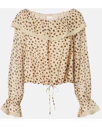 Posse - Priscilla Leopard-Print Silk Blouse - Lyst
