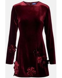 LEO LIN - Aliza Floral-Applique Velvet Minidress - Lyst