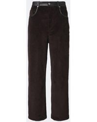 Bottega Veneta - Leather-Trimmed Cotton Corduroy Straight Pants - Lyst