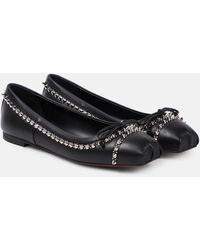 Christian Louboutin - Mamadrague Spikes Embellished Leather Ballet Flats - Lyst