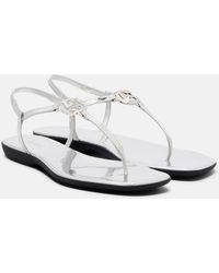 Gucci - Interlocking G Metallic Leather Thong Sandals - Lyst