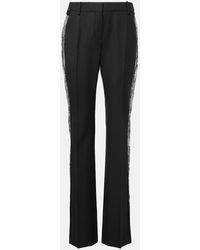 Nina Ricci - Lace-Trimmed Wool Straight Pants - Lyst