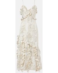 Markarian - Calandra Ruffled Floral Jacquard Midi Dress - Lyst