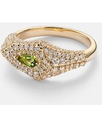 STONE AND STRAND - Ring Shield Aus 14Kt Gelbgold Mit Diamanten Und Turmalin - Lyst