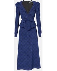 Alessandra Rich - Tartan Silk Midi Dress - Lyst