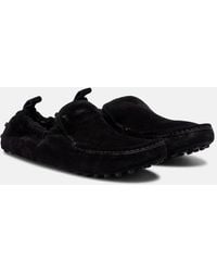 Tod's - Mocassins Gommino En Daim Et Shearling - Lyst