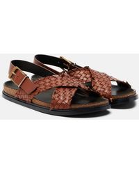 The Row - Buckle Woven Leather Sandals - Lyst