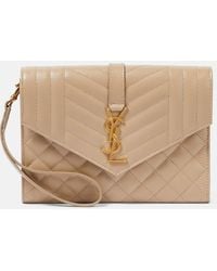 Saint Laurent - Envelope Matelasse Leather Clutch - Lyst
