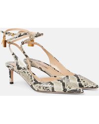 Tom Ford - Padlock 55 Snake-Effect Slingback Sandals - Lyst