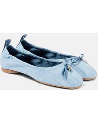 Hogan - H684 Bow-Detail Denim Ballet Flats - Lyst