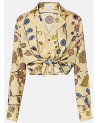 Versace - Camisa De Sarga De Seda Estampada - Lyst