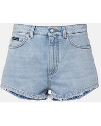 Dolce & Gabbana - Frayed Denim Shorts - Lyst