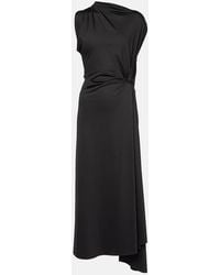 Victoria Beckham - Asymmetric Draped Jersey Midi Dress - Lyst