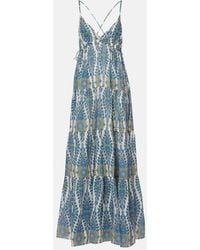 Etro - Printed Tiered Cotton And Silk Maxi Dress - Lyst