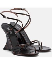 Paris Texas - Nina Printed Patent Leather Wedge Sandals - Lyst