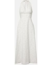 Posse - Salma Embroidered Halterneck Cotton Midi Dress - Lyst