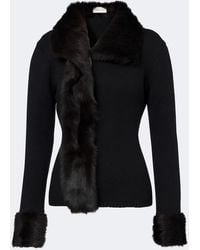 Magda Butrym - Shearling-Trimmed Wool And Cashmere Cardigan - Lyst