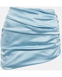 Alessandra Rich - Asymmetric Ruched Satin Miniskirt - Lyst