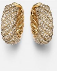David Yurman - Boucles D'Oreilles Sculpted Cable En Or 18 Ct Et Diamants - Lyst