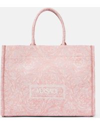 Versace - Athena Large Barocco Canvas Tote Bag - Lyst