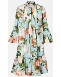 Erdem - Floral Gathered Cotton Poplin Minidress - Lyst