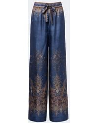 Zimmermann - Valiant Printed Silk Satin Wide-Leg Pants - Lyst