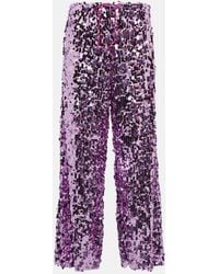 Oséree - Sequined High-Rise Wide-Leg Pants - Lyst