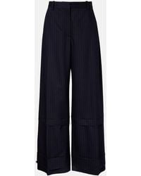 KHAITE - Linden Pinstripe High-Rise Wide-Leg Pants - Lyst
