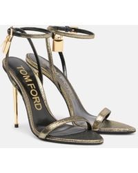Tom Ford - Sandalen Padlock 105 Aus Metallic-Leder - Lyst